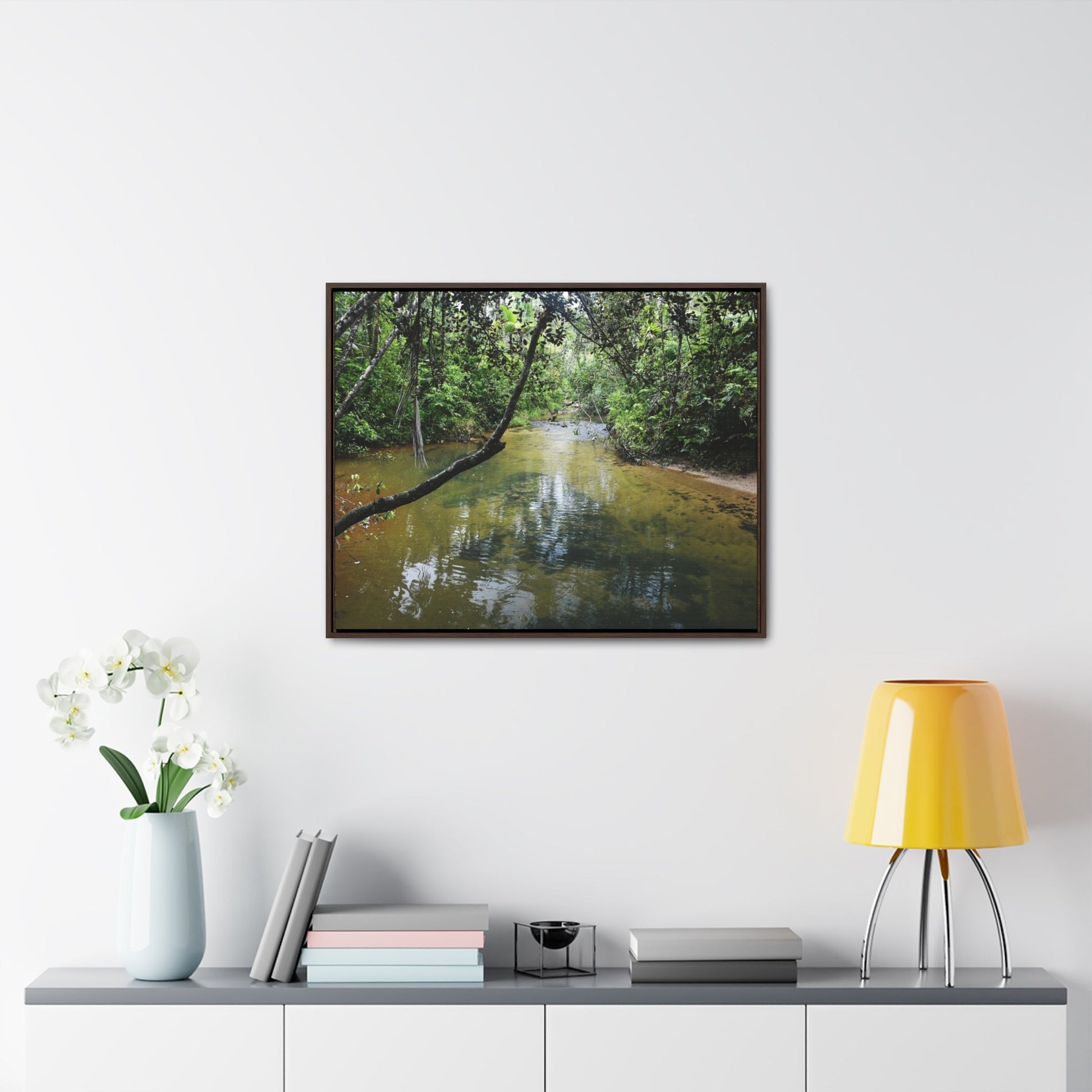 Rainforest Trails & Views - Gallery Canvas Wraps, Horizontal Frame - El Yunque National Forest - Puerto Rico - The pristine upper Rio Sabana river - Green Forest Home
