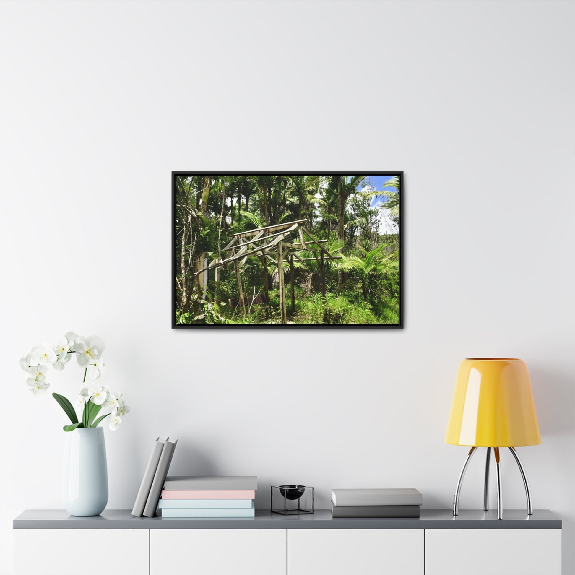 Rainforest Trails & Views - Gallery Canvas Wraps, Horizontal Frame - El Yunque National Forest - Puerto Rico - Tradewinds trail - destroyed shelter by Hurricane Maria 140MPH winds - Green Forest Home