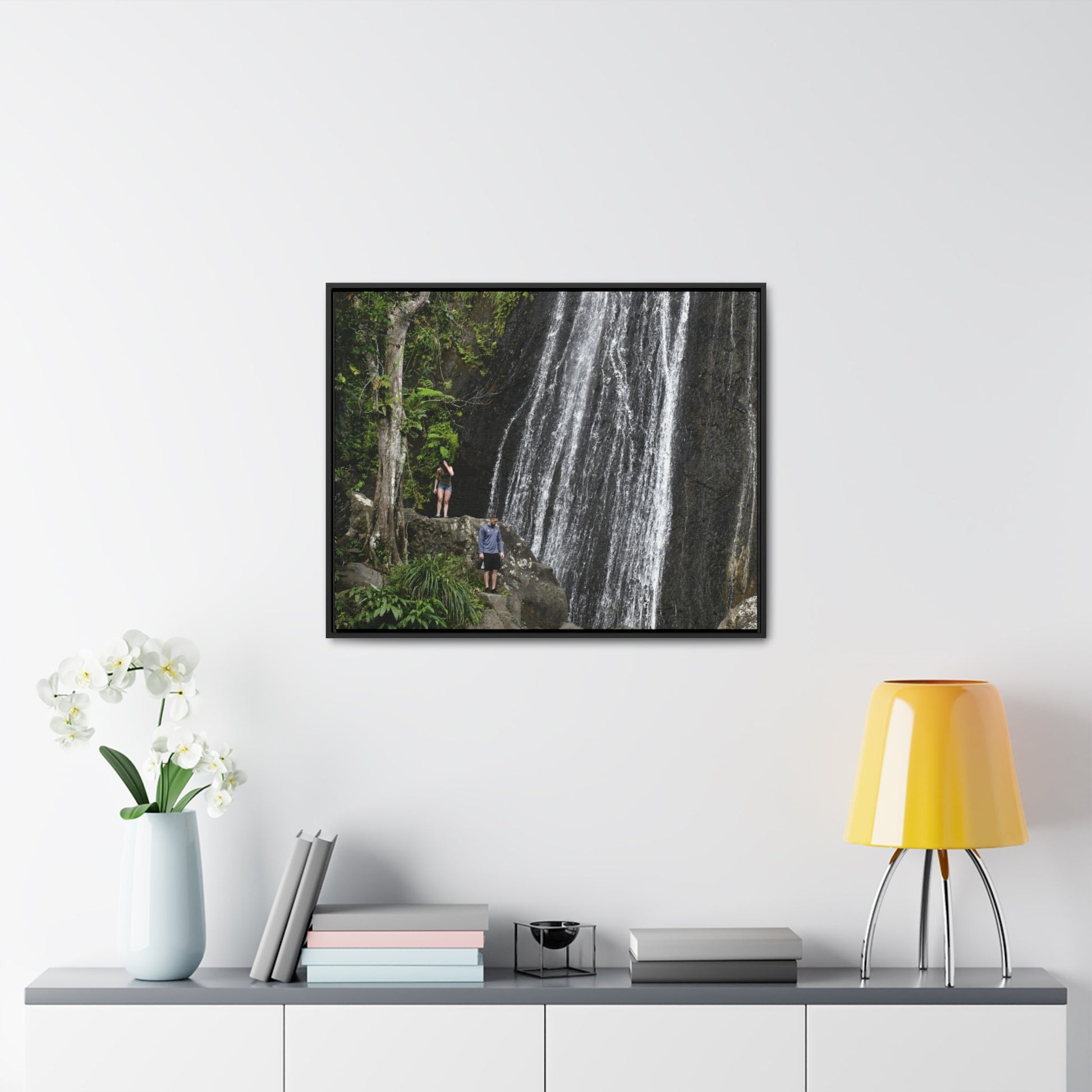 Rainforest Trails & Views - Gallery Canvas Wraps, Horizontal Frame - El Yunque National Forest - Puerto Rico - Visitors explore La Coca Falls in PR 191 - Green Forest Home