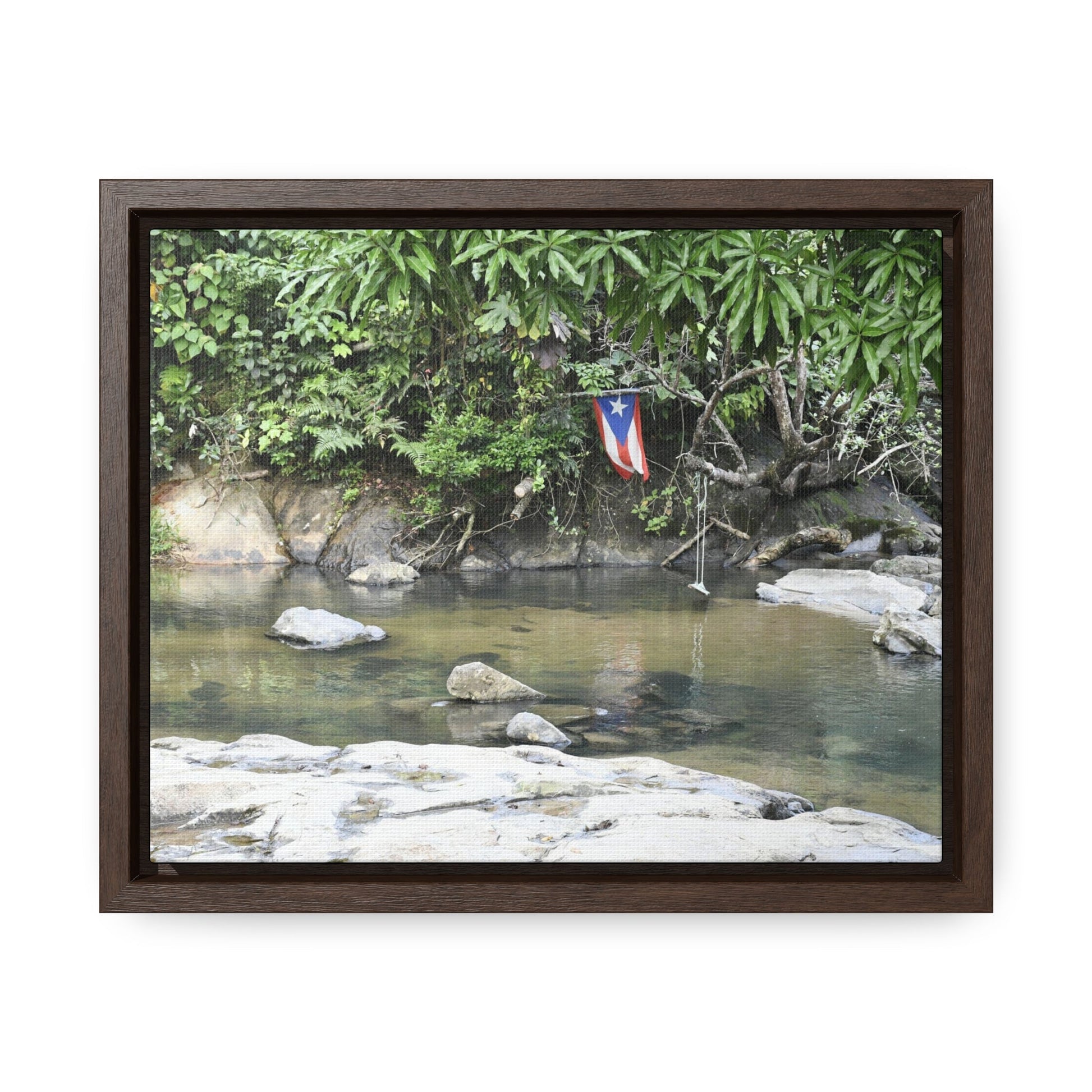 Rainforest Trails & Views - Gallery Canvas Wraps, Horizontal Frame - El Yunque National Forest - Rio Sabana Park and pond - Green Forest Home