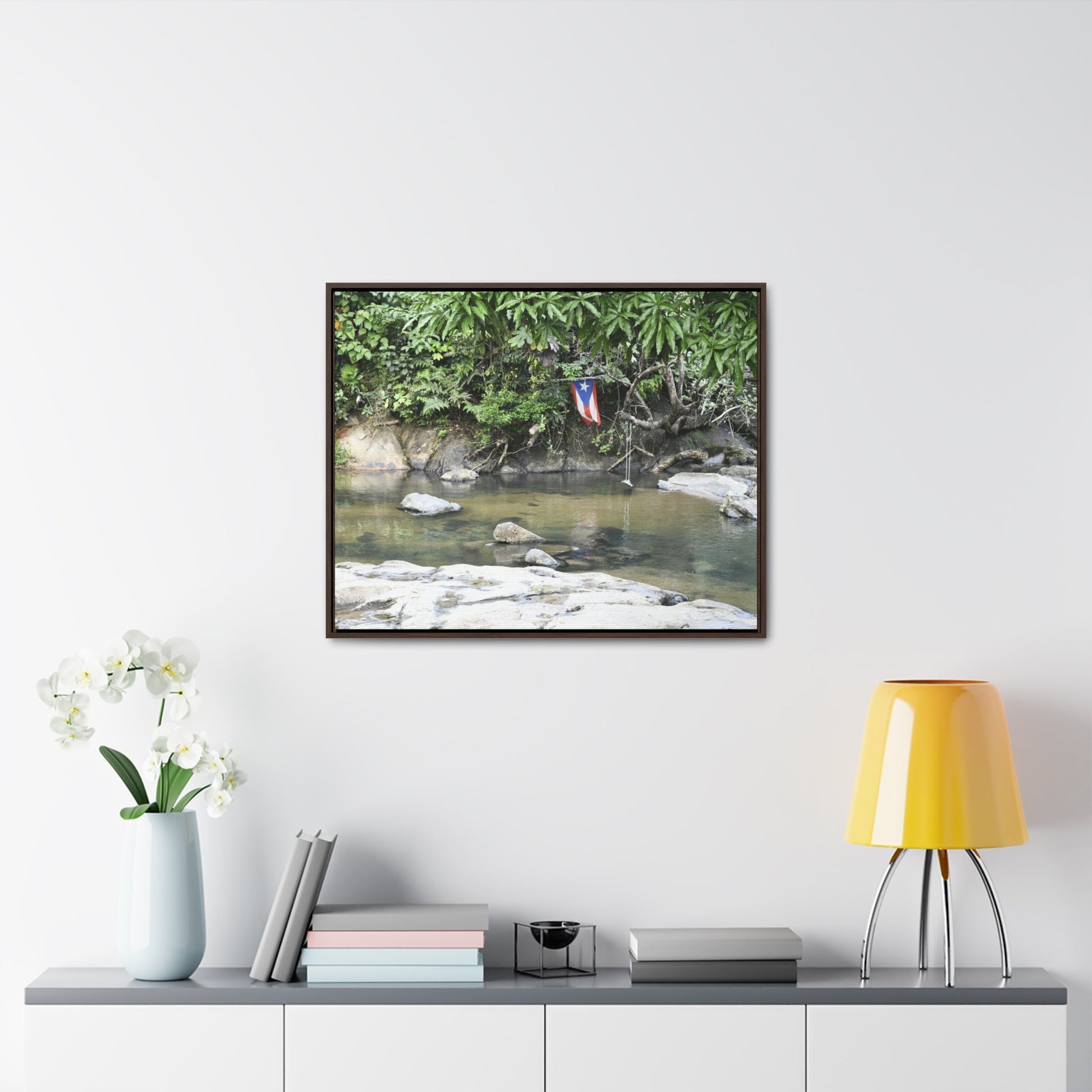 Rainforest Trails & Views - Gallery Canvas Wraps, Horizontal Frame - El Yunque National Forest - Rio Sabana Park and pond - Green Forest Home