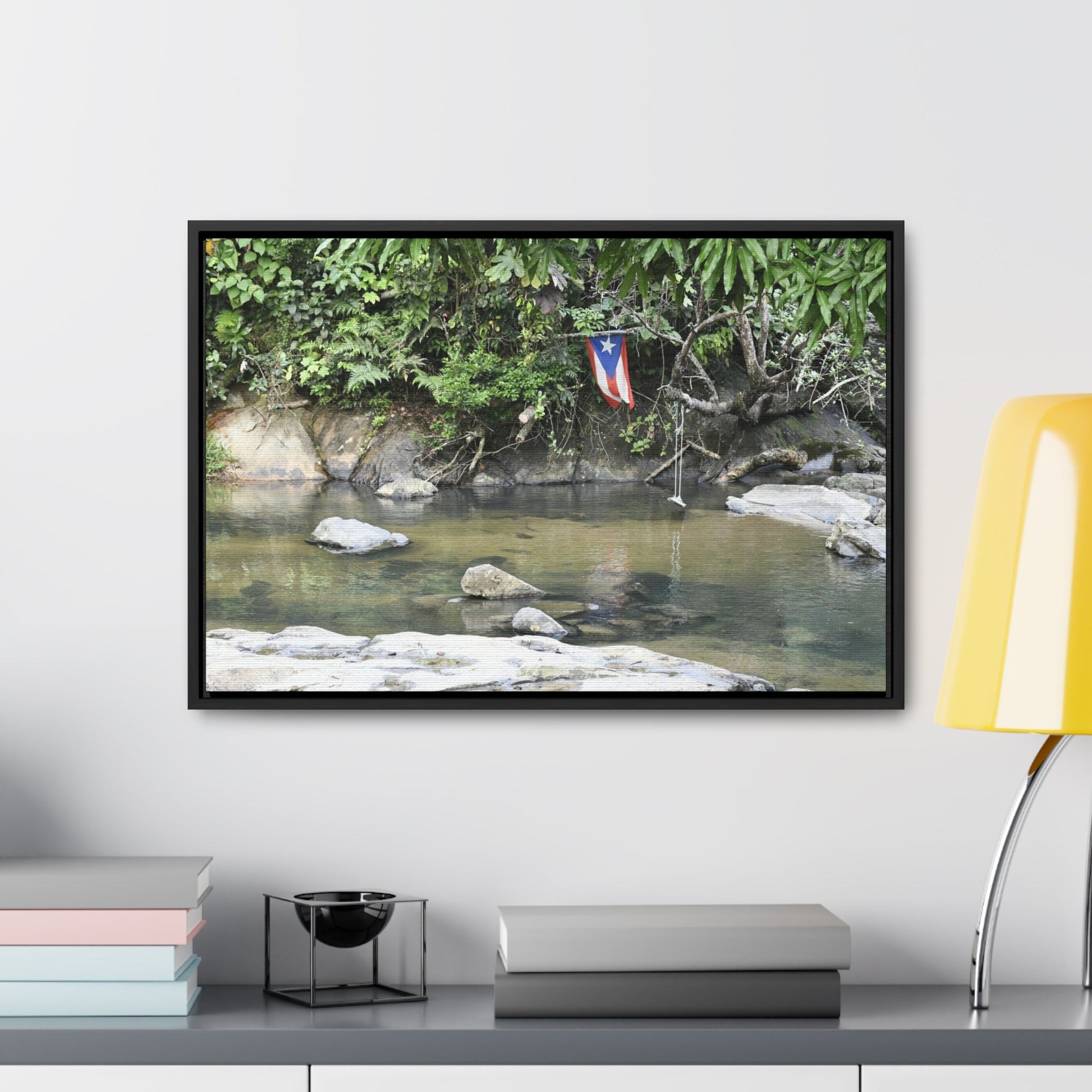 Rainforest Trails & Views - Gallery Canvas Wraps, Horizontal Frame - El Yunque National Forest - Rio Sabana Park and pond - Green Forest Home