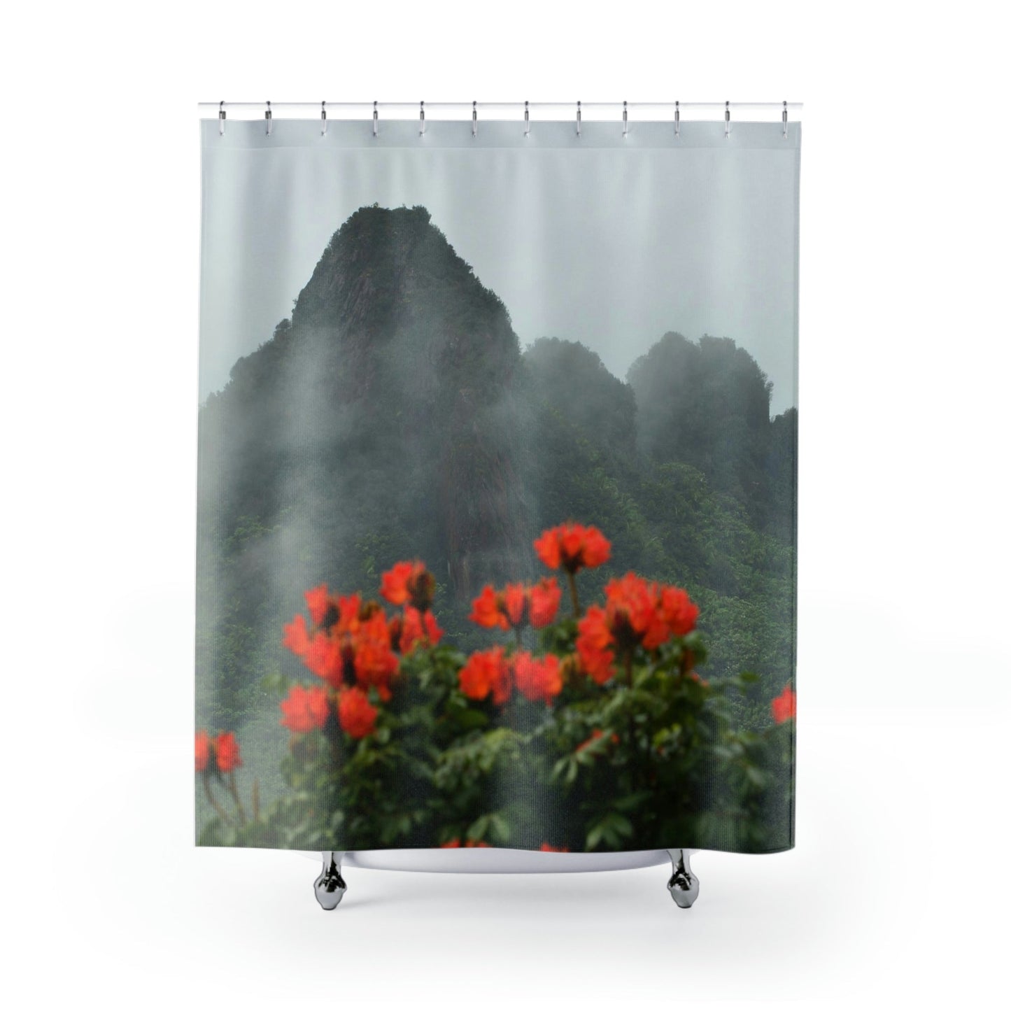 Shower Curtains - Awesome Telephoto view from Yokahu tower after storm in El Yunque PR - Green Forest Home