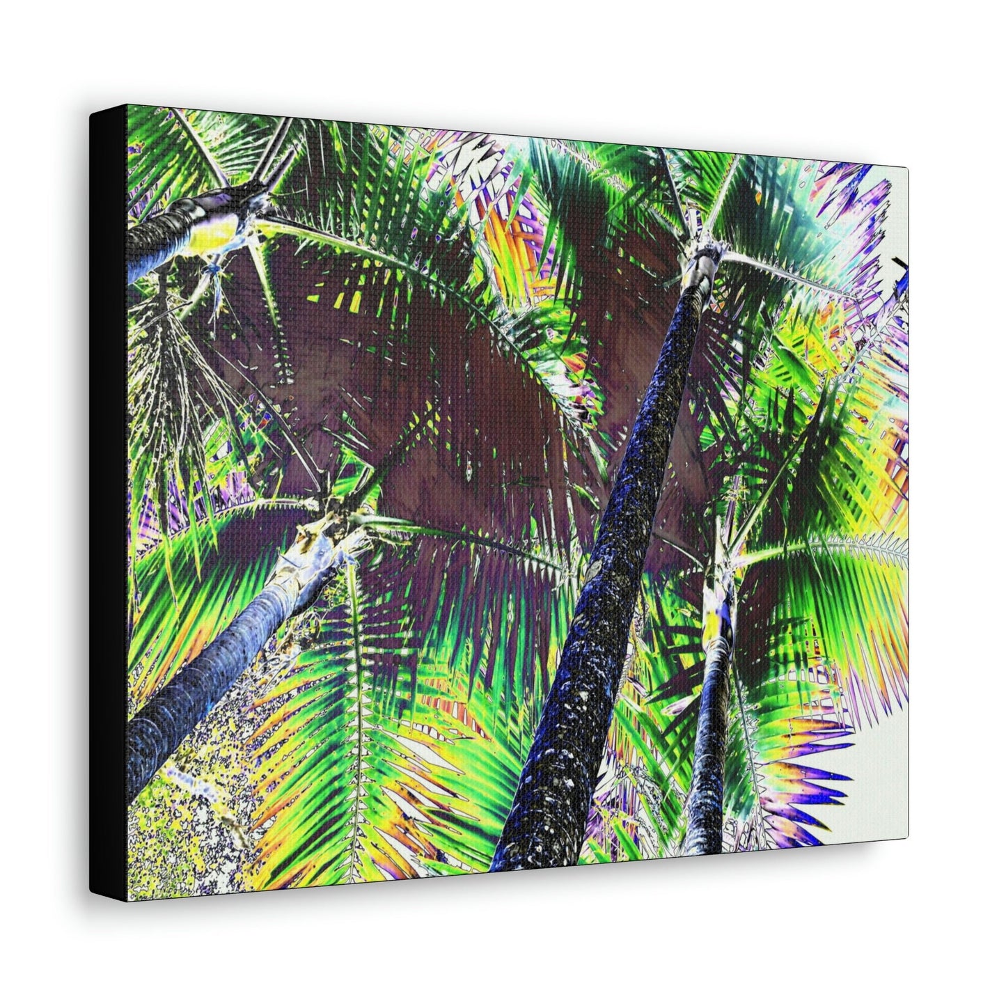 SMALL Canvas Gallery Wraps - Made in USA - Color curve-modified Sierra Palm in El Yunque rainforest PR - Green Forest Home