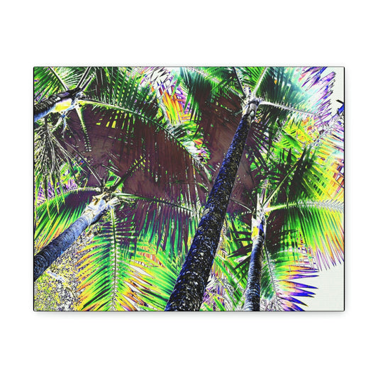 SMALL Canvas Gallery Wraps - Made in USA - Color curve-modified Sierra Palm in El Yunque rainforest PR - Green Forest Home