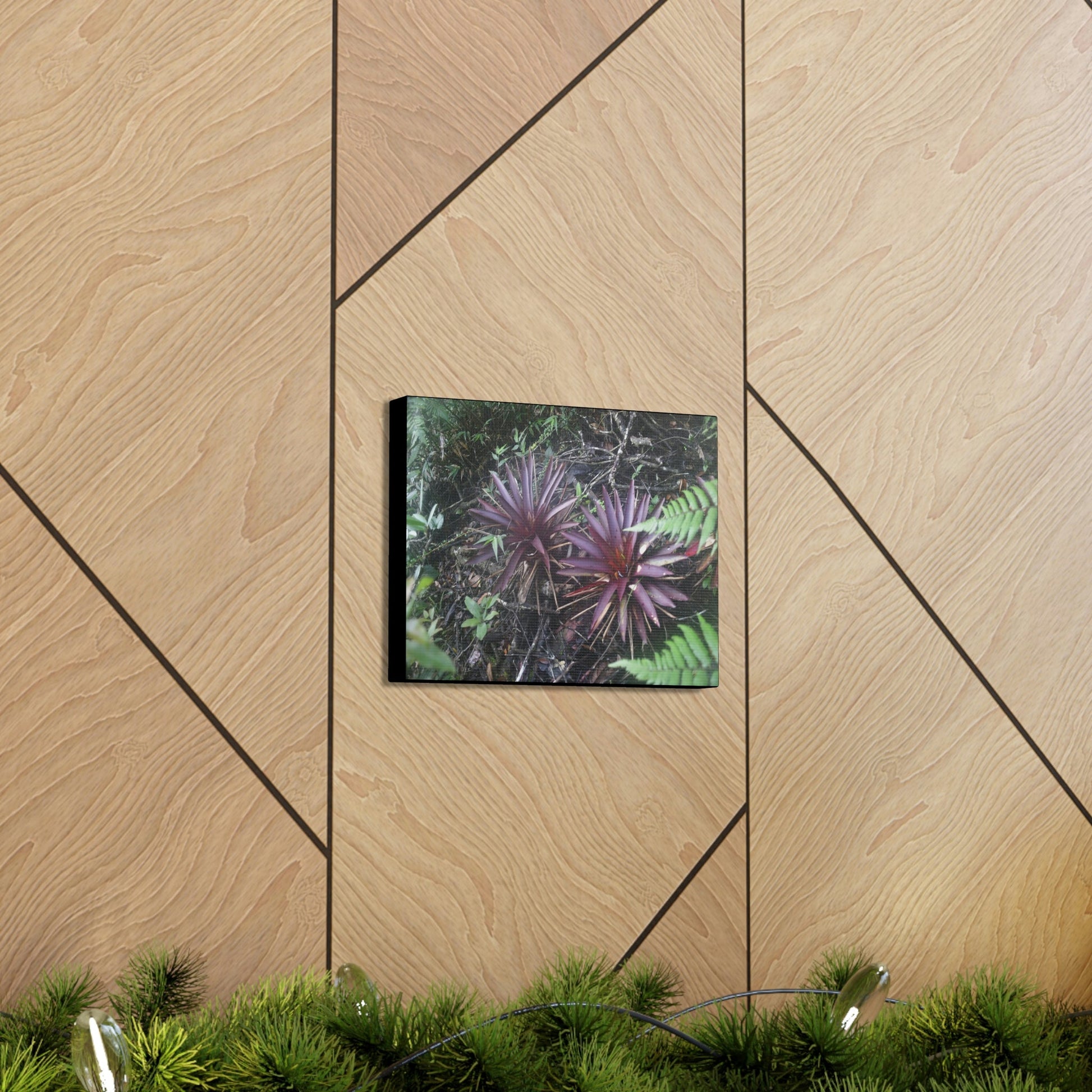 SMALL Canvas Gallery Wraps - Made in USA - Rare red Bromeliads in flower in El Yunque rainforest - Rio Sabana trail PR - Green Forest Home