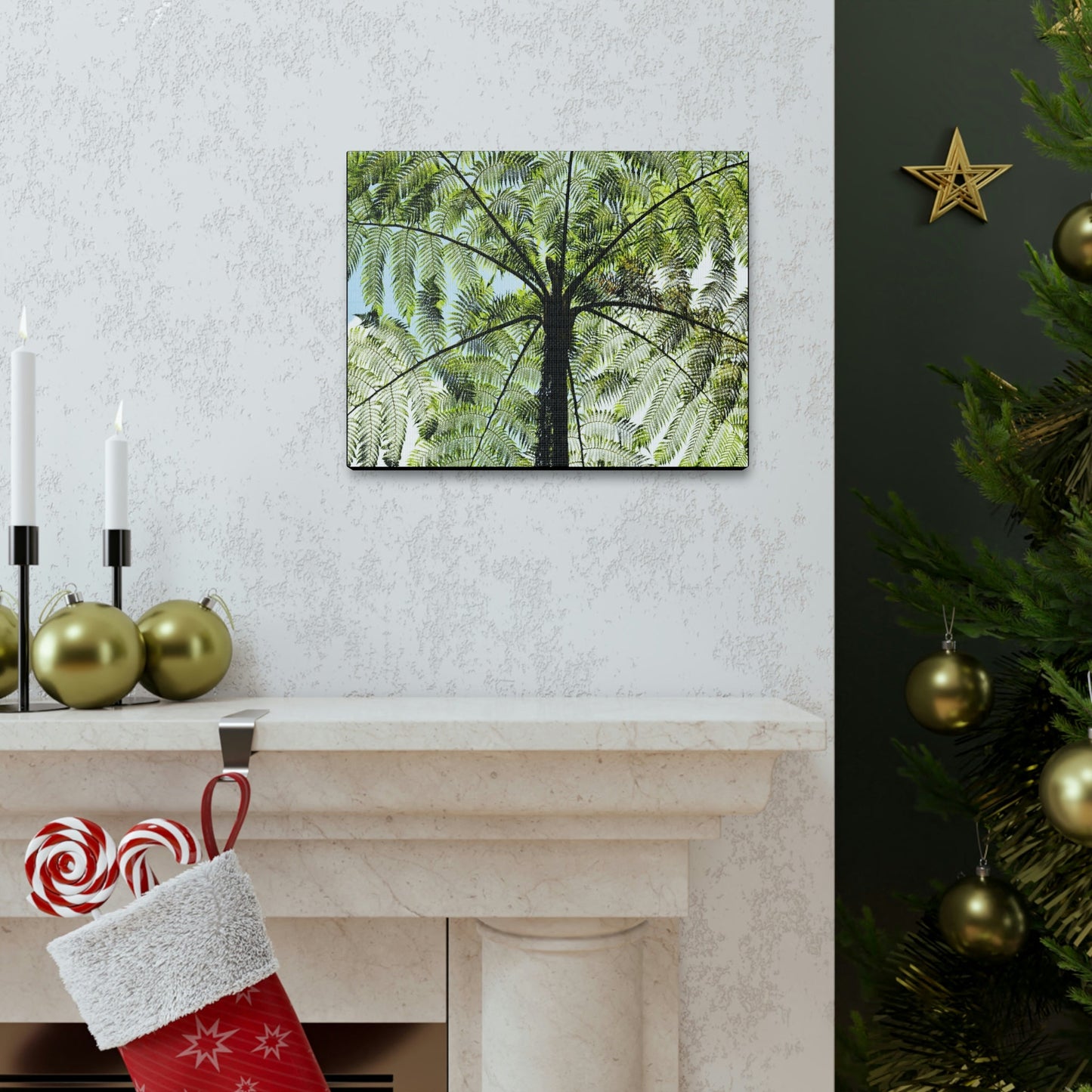 SMALL Canvas Gallery Wraps - Made in USA - The ancient Fern Palm - El Yunque rainforest - Rio Sabana trail PR - Green Forest Home