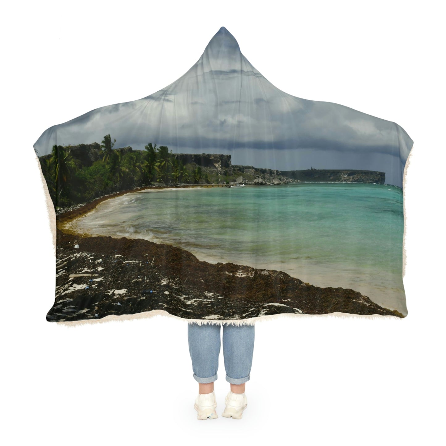 Snuggle Blanket - All Over Print - Amazing Colors of Pajaros Beach - Mona Island Puerto Rico - Made in China - Green Forest Home