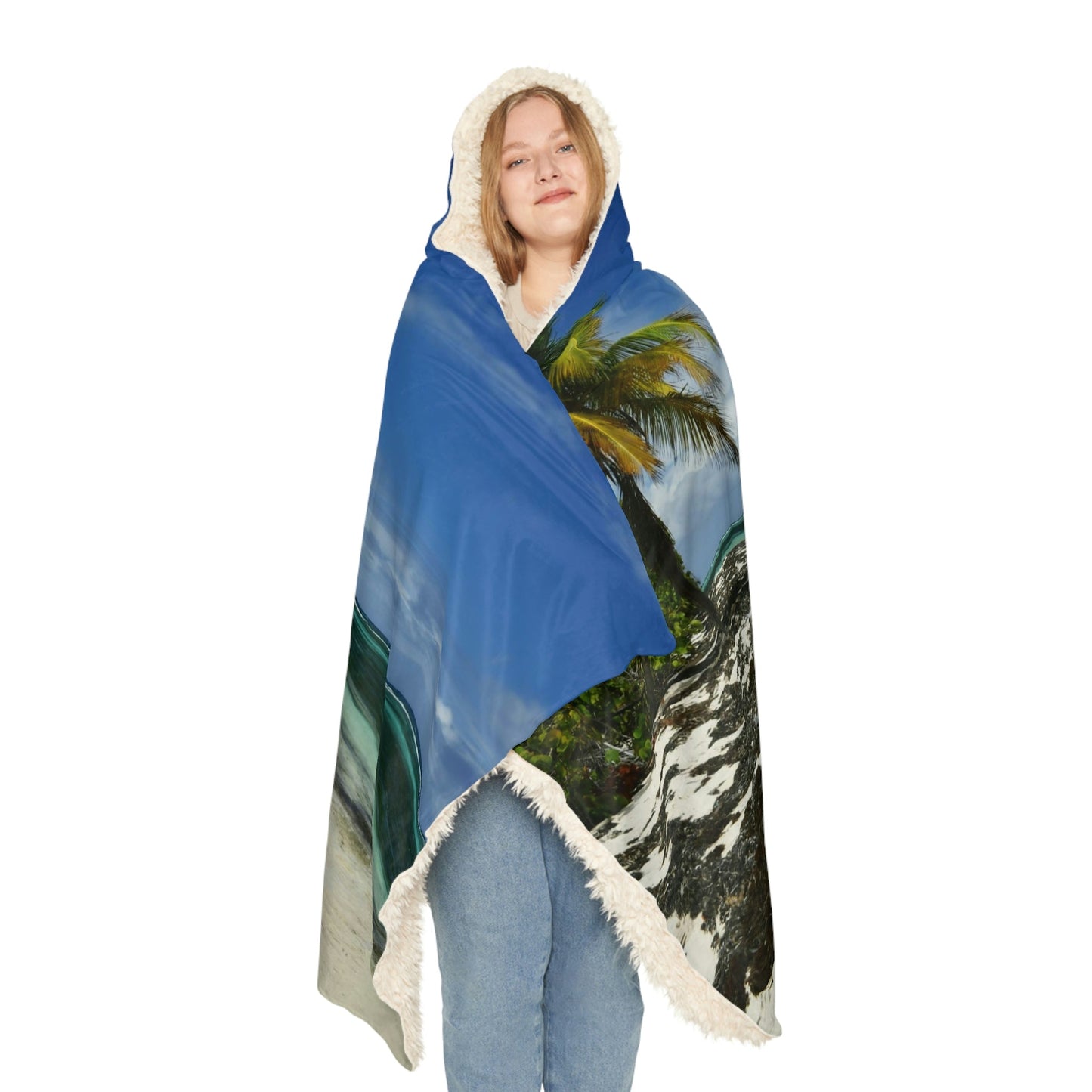 Snuggle Blanket - All Over Print - Amazing Colors of Pajaros Beach - Mona Island Puerto Rico - Made in China - Green Forest Home