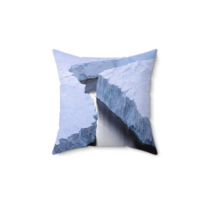 Spun Polyester Square Pillow - Global Warming - Keeling curve and Polar ice melting FAST! - Green Forest Home