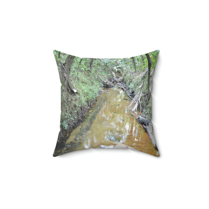 Spun Polyester Square Pillow - Related to the Holy Spirit River explorations or Tradewinds trail - El Yunque PR - Green Forest Home