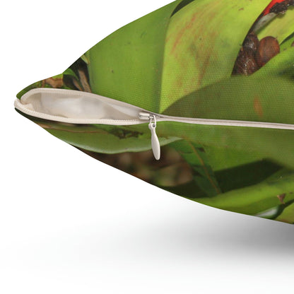 Spun Polyester Square Pillow - Related to the Holy Spirit River explorations or Tradewinds trail - El Yunque PR - Green Forest Home