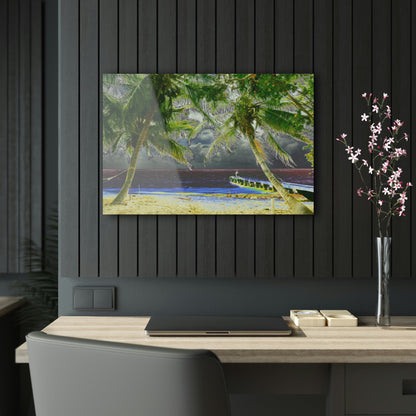 Stunning US Made Acrylic Prints - Coconut Palms Frame a View in Mona Island and Pier - Puerto Rico - Best Home Decor Ideas* - Green Forest Home