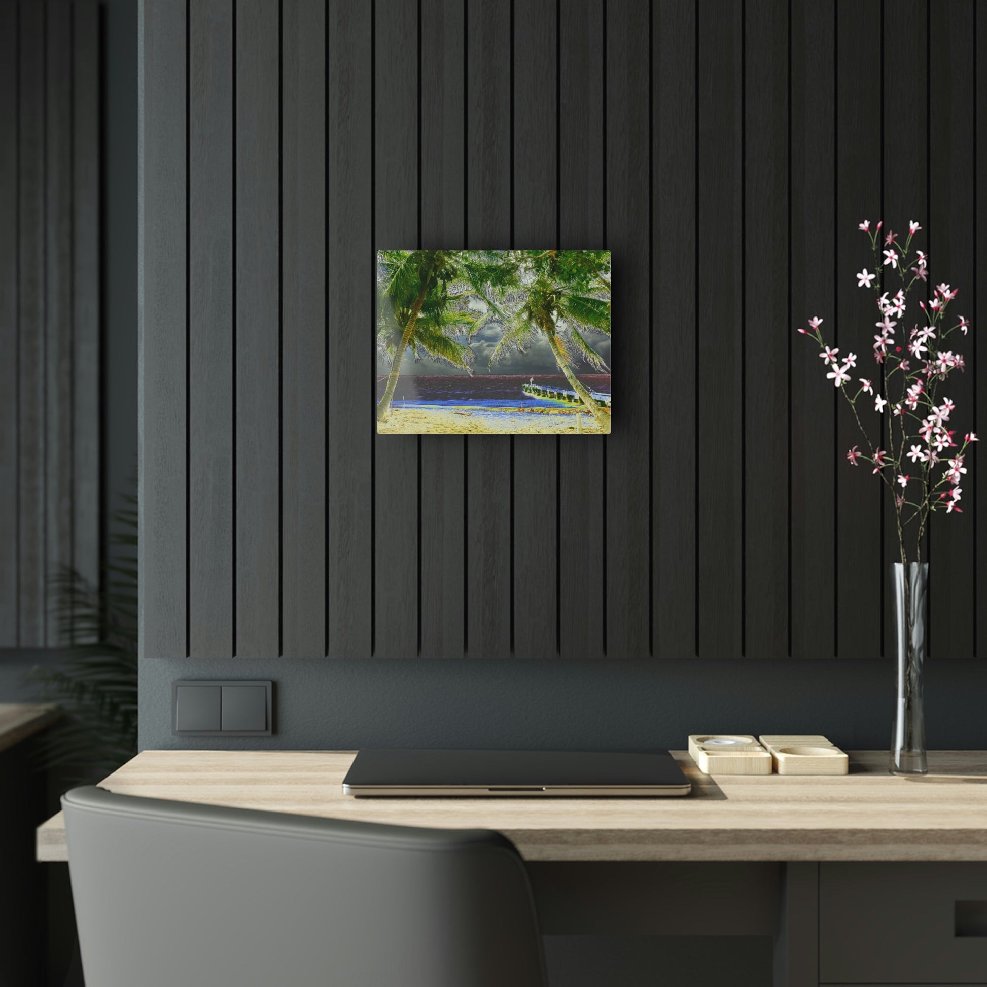 Stunning US Made Acrylic Prints - Coconut Palms Frame a View in Mona Island and Pier - Puerto Rico - Best Home Decor Ideas* - Green Forest Home