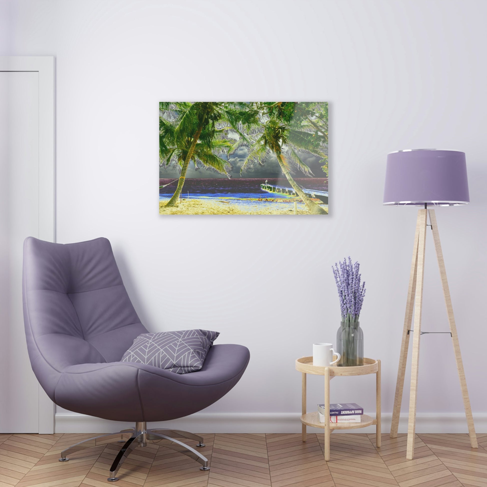 Stunning US Made Acrylic Prints - Coconut Palms Frame a View in Mona Island and Pier - Puerto Rico - Best Home Decor Ideas* - Green Forest Home
