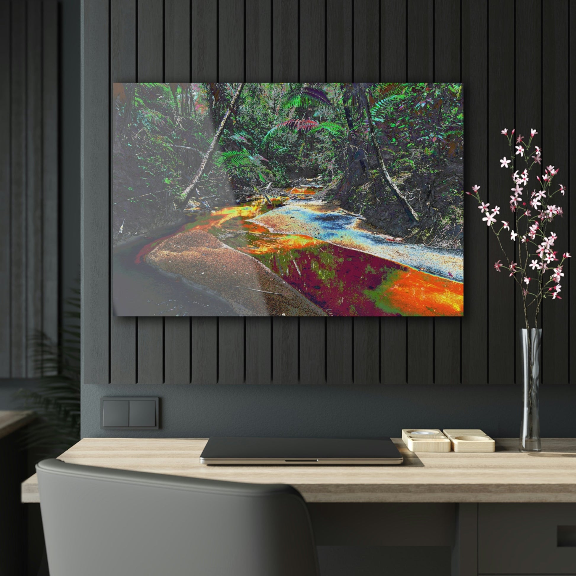 Stunning US Made Acrylic Prints - El Yunque Rio Espiritu Santo Deep Forest Orange Water due to Organic Decay - Puerto Rico - Best Home Decor Ideas* - Green Forest Home