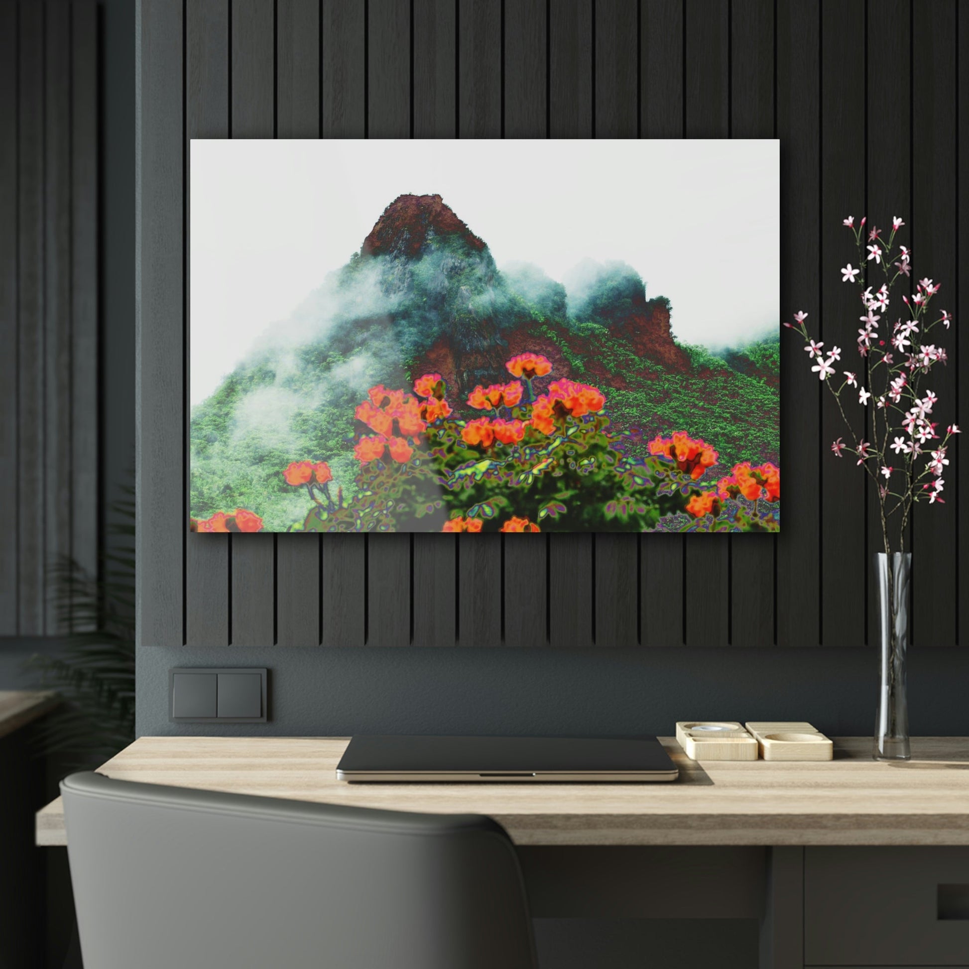 Stunning US Made Acrylic Prints - El Yunque Yokahu Tower Telephoto of Storm - Puerto Rico - Best Home Decor Ideas* - Green Forest Home
