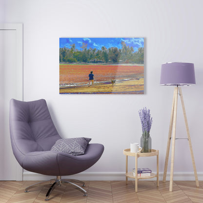 Stunning US Made Acrylic Prints - Girl with Dog - Luquillo Beach - Puerto Rico - Best Home Decor Ideas* - Green Forest Home