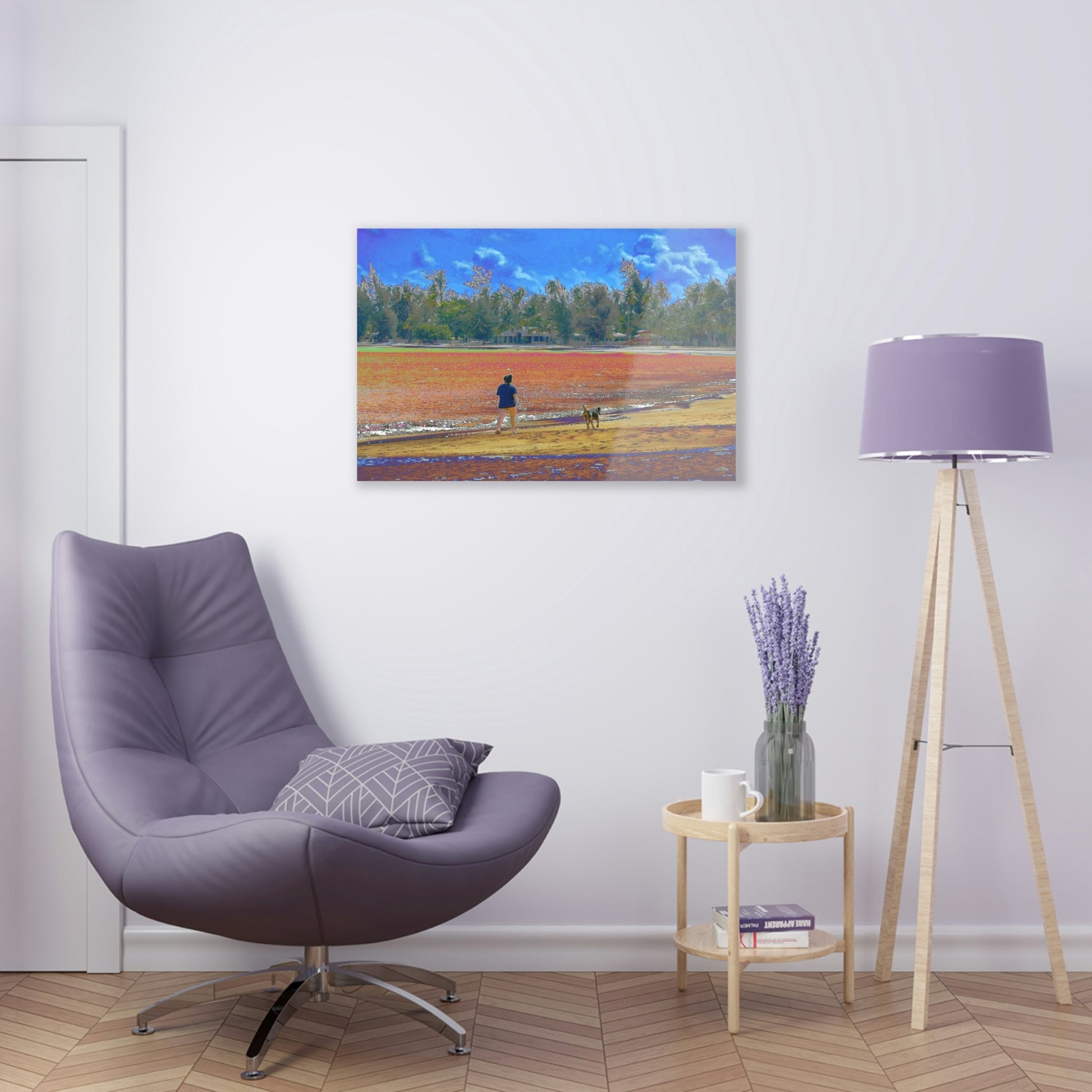 Stunning US Made Acrylic Prints - Girl with Dog - Luquillo Beach - Puerto Rico - Best Home Decor Ideas* - Green Forest Home