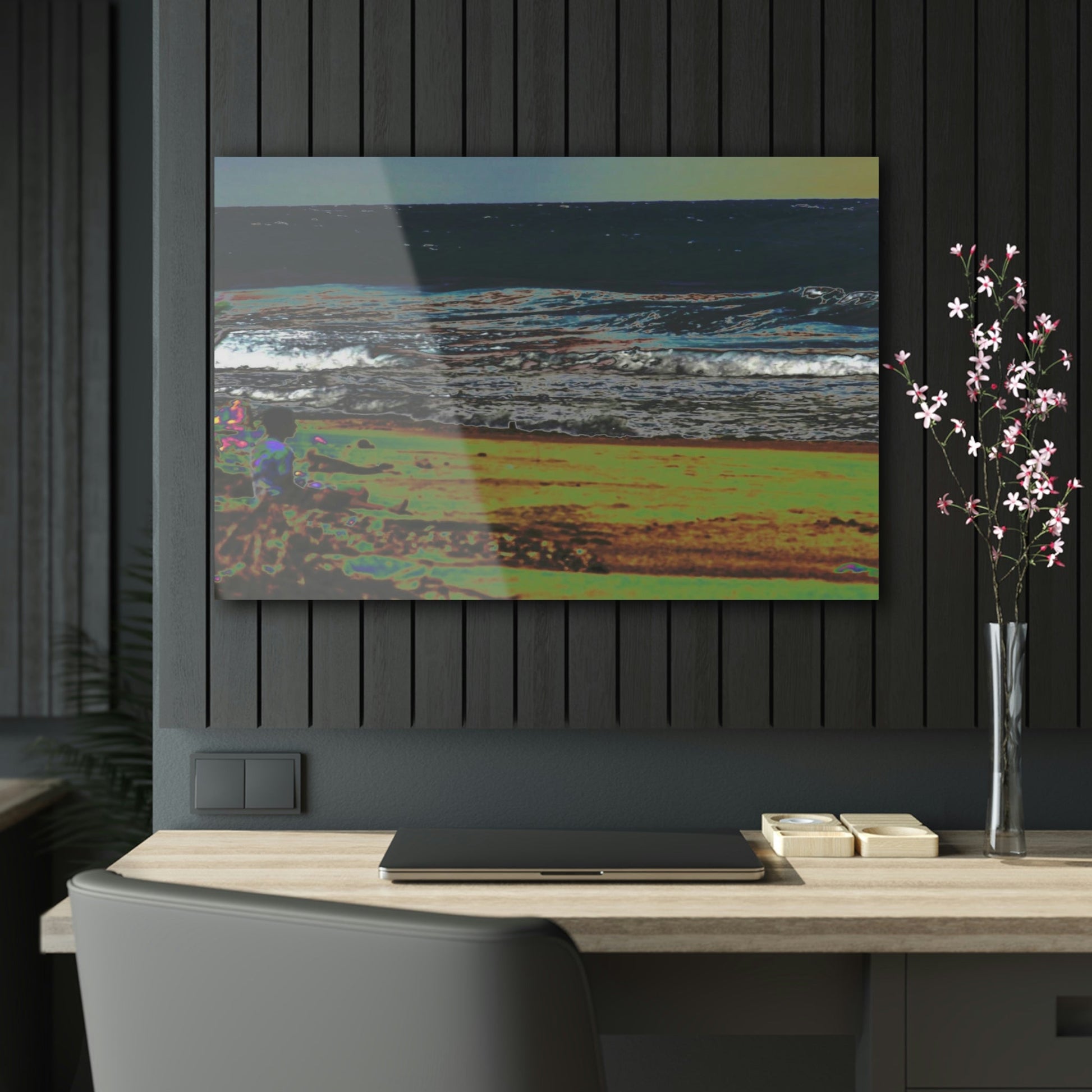 Stunning US Made Acrylic Prints - Kid Entraced with the Beach Waves - Arecibo Puerto Rico - Best Home Decor Ideas* - Green Forest Home