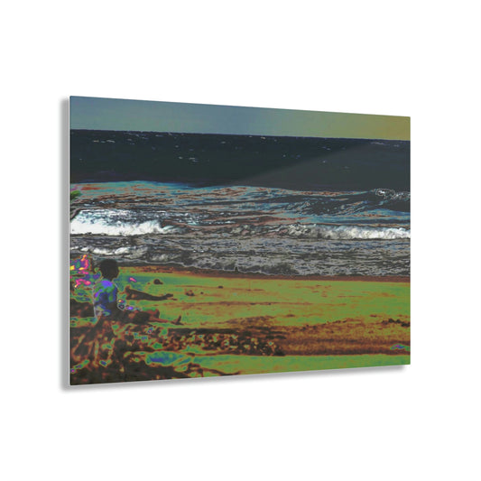 Stunning US Made Acrylic Prints - Kid Entraced with the Beach Waves - Arecibo Puerto Rico - Best Home Decor Ideas* - Green Forest Home