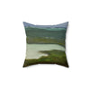 SUPER Spun Polyester Square Pillow - Remote & Pristine Mona Island near Puerto Rico - Pajaros beach green/brown algae near shore - US MADE - Green Forest Home