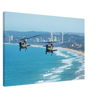 Thin Canvas - Australian Army Black choppers - Surfers Paradise and Gold Coast beaches - AUSTRALIA - Green Forest Home