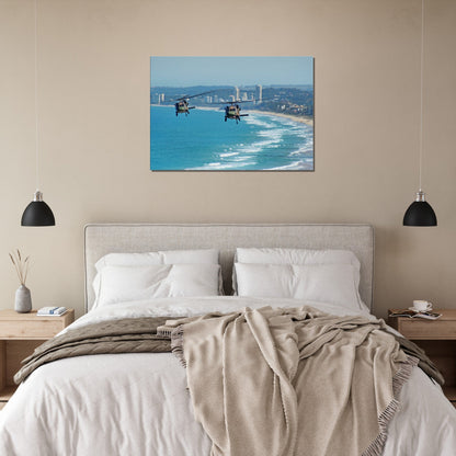 Thin Canvas - Australian Army Black choppers - Surfers Paradise and Gold Coast beaches - AUSTRALIA - Green Forest Home