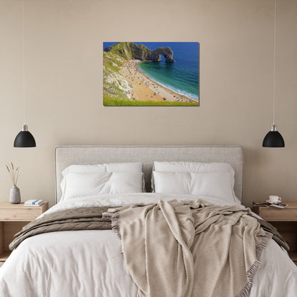 Thin Canvas - Beaches and Durdle Door cliffs, Jurassic coast, UK - ENGLAND - EUROPE - Green Forest Home