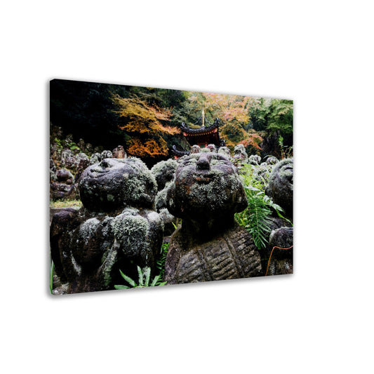 Thin Canvas - The Otagi Nenbutsu-ji Temple, Kyoto, Japan with more than 1200 rakan, stone statues representing the disciples of The Buddha - JAPAN - Green Forest Home