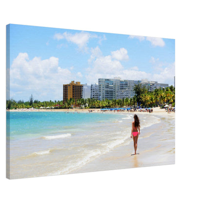 Thin Canvas - Visitors on Isla Verde BEACH & resort beach - PUERTO RICO - Green Forest Home