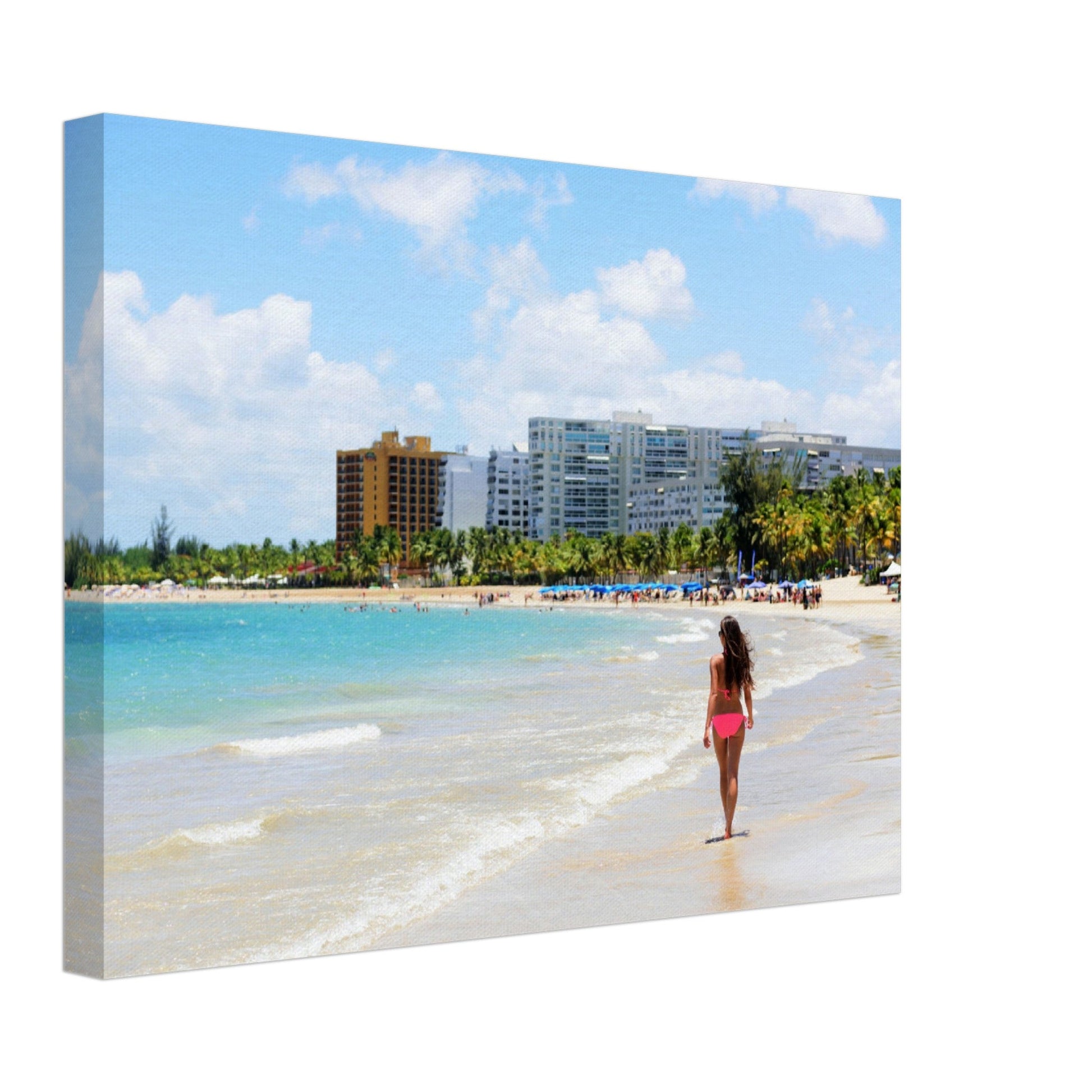 Thin Canvas - Visitors on Isla Verde BEACH & resort beach - PUERTO RICO - Green Forest Home