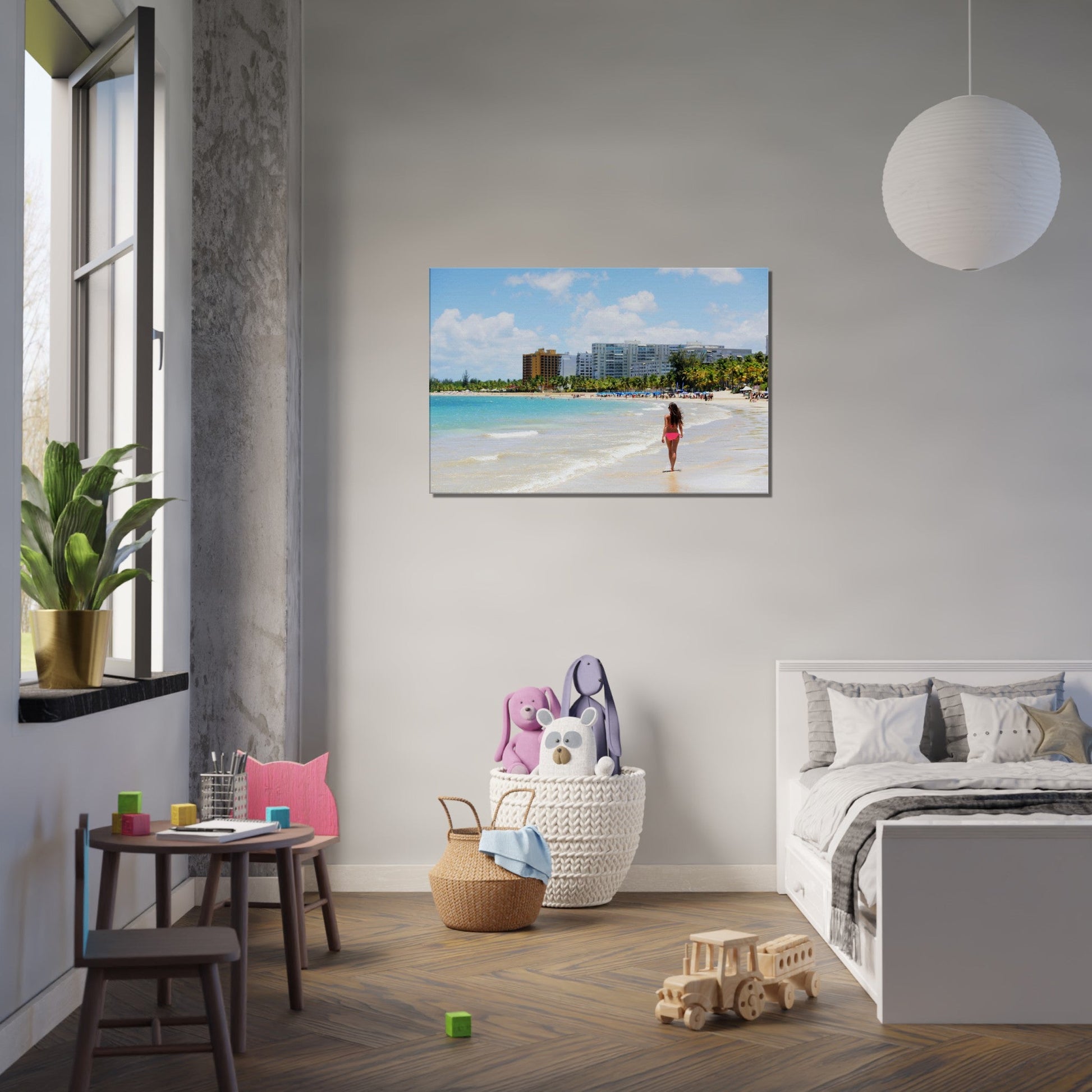 Thin Canvas - Visitors on Isla Verde BEACH & resort beach - PUERTO RICO - Green Forest Home