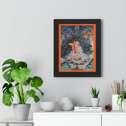 Tibetan Buddhism - Framed Vertical Poster - Realized Buddhist - MahaSiddha Milarepa - Tibet - Print in USA - Green Forest Home