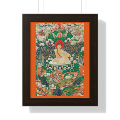 Tibetan Buddhism - Framed Vertical Poster - Realized Buddhist - MahaSiddha Milarepa - Tibet - Print in USA - Green Forest Home