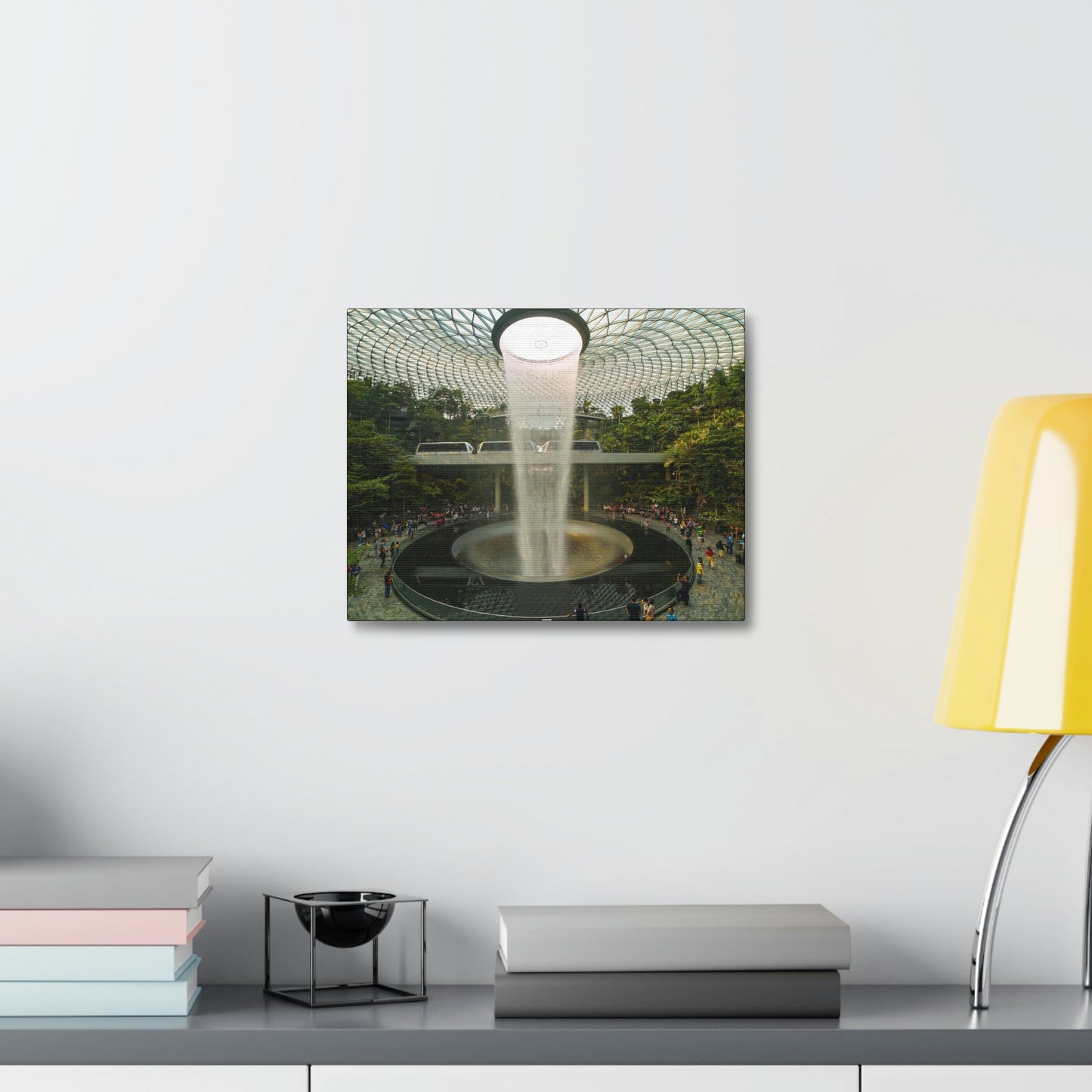 UK Print - Stretched Canvas - Singapore - The Jewel Changi Airport and the world s tallest indoor waterfall, the Rain Vortex - Green Forest Home