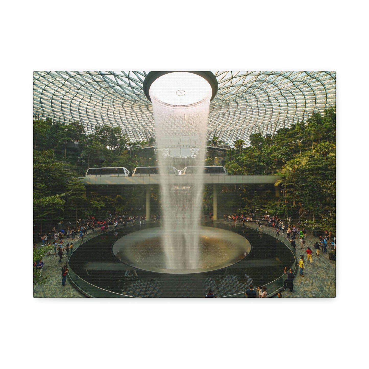 UK Print - Stretched Canvas - Singapore - The Jewel Changi Airport and the world s tallest indoor waterfall, the Rain Vortex - Green Forest Home
