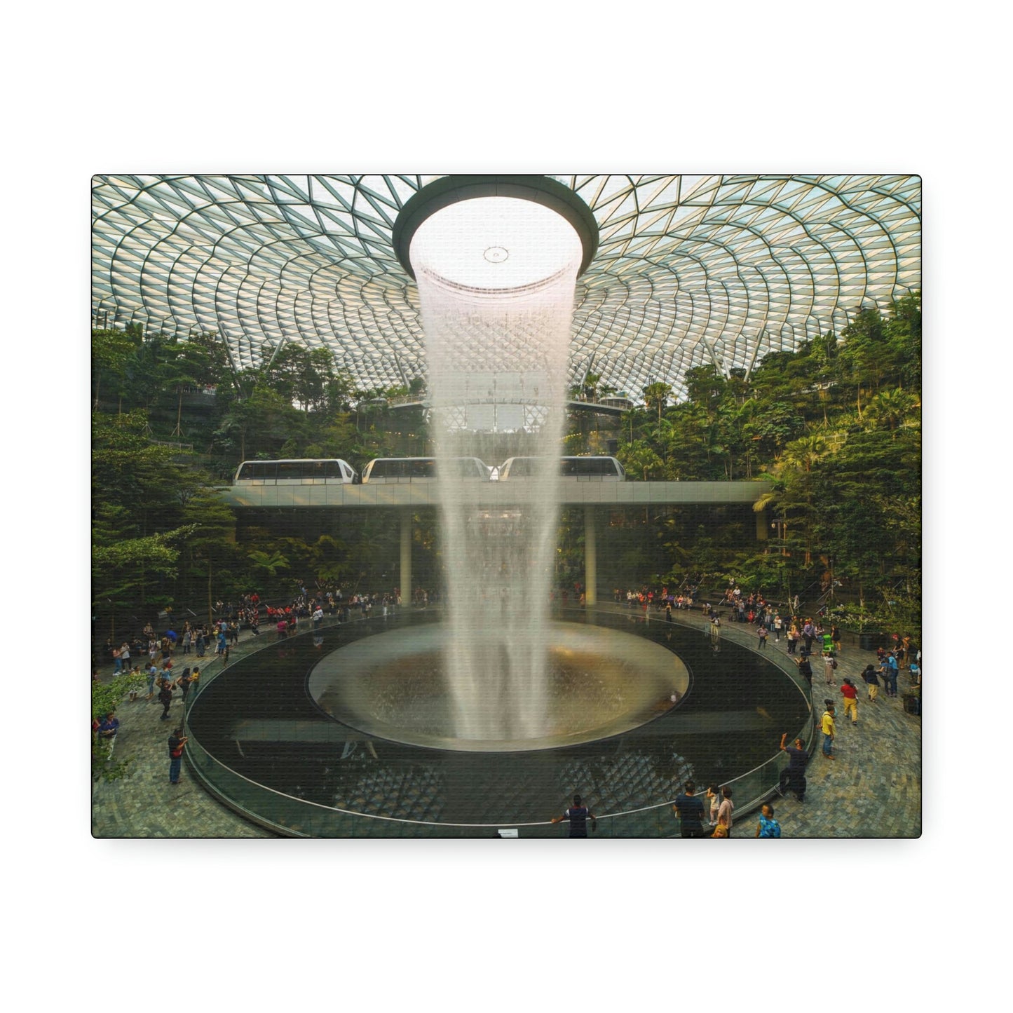 UK Print - Stretched Canvas - Singapore - The Jewel Changi Airport and the world s tallest indoor waterfall, the Rain Vortex - Green Forest Home