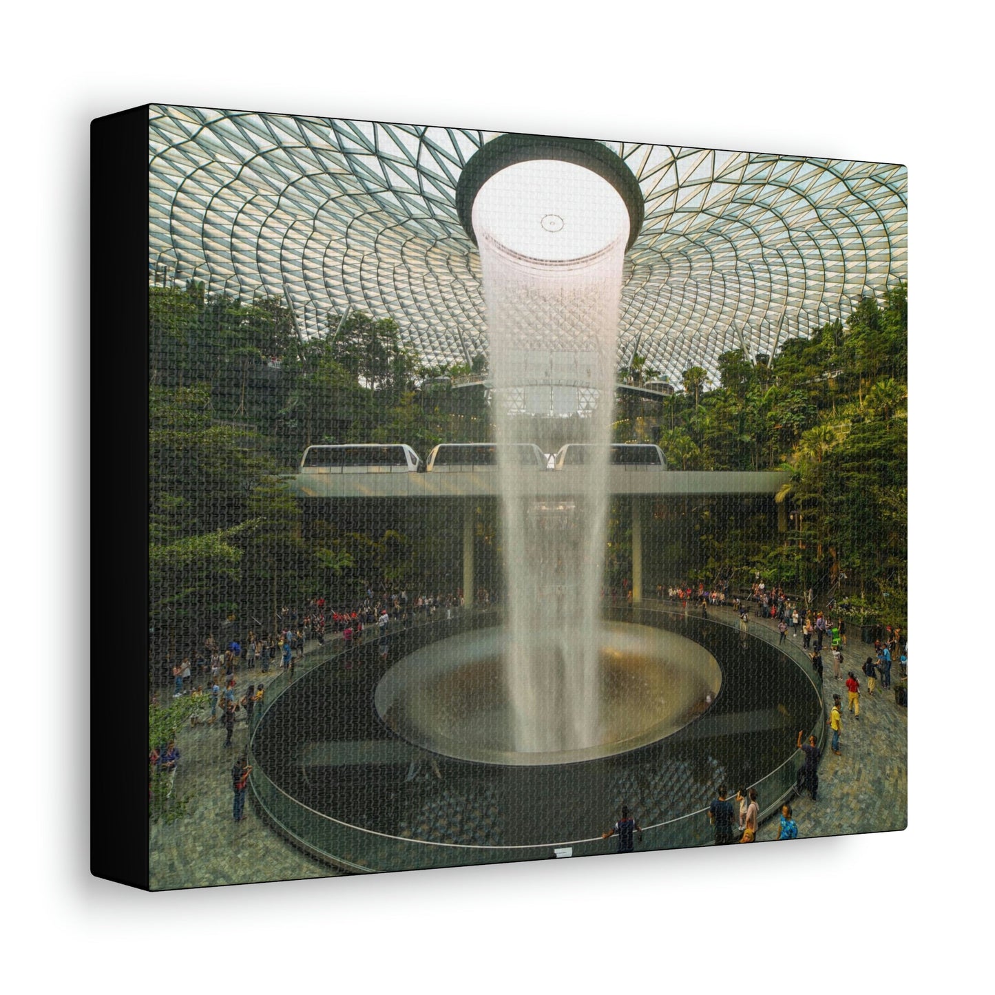 UK Print - Stretched Canvas - Singapore - The Jewel Changi Airport and the world s tallest indoor waterfall, the Rain Vortex - Green Forest Home