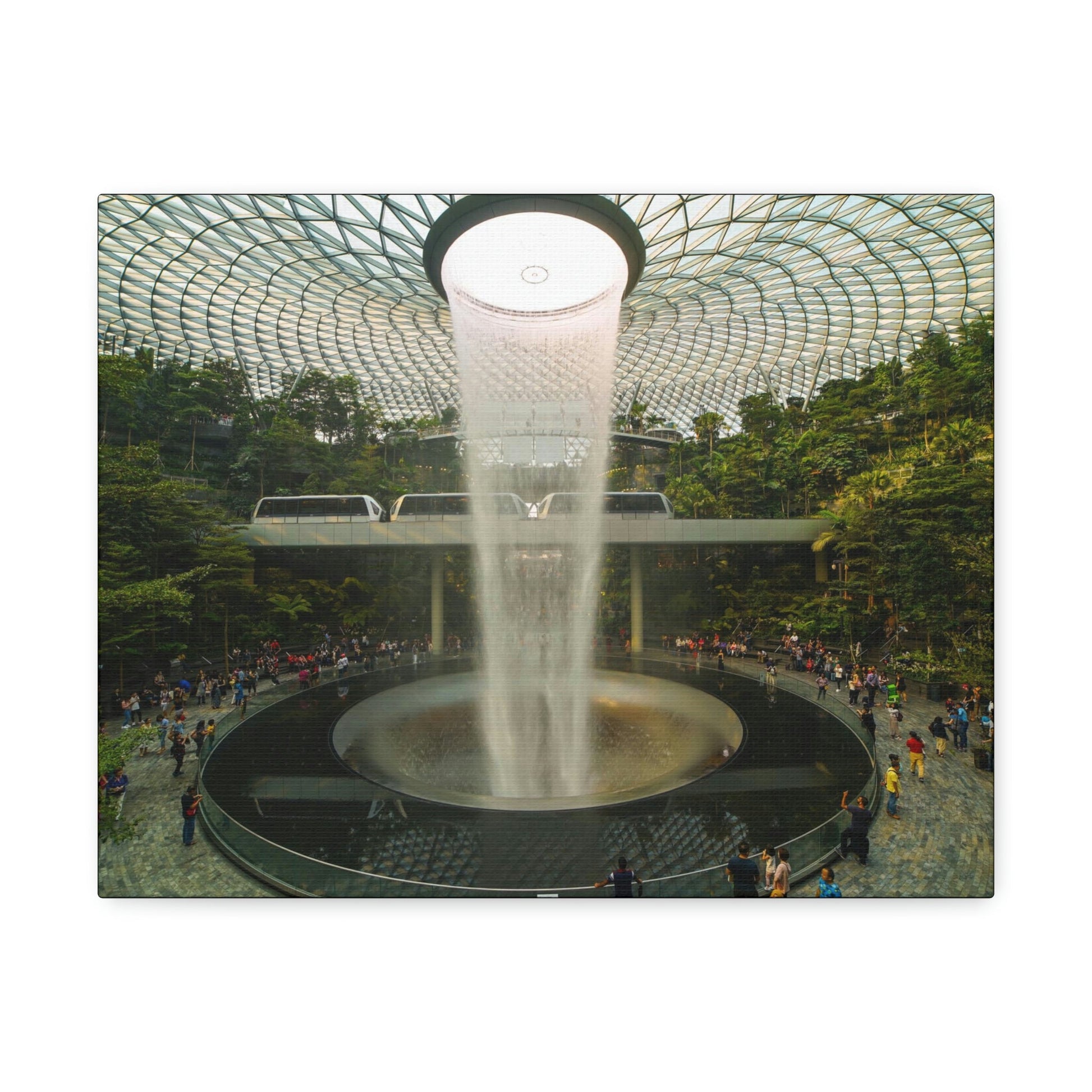 UK Print - Stretched Canvas - Singapore - The Jewel Changi Airport and the world s tallest indoor waterfall, the Rain Vortex - Green Forest Home