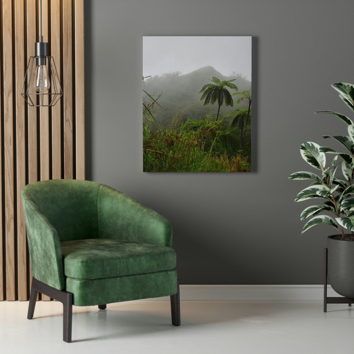 UK Print - Stretched Canvas - The ancient forest preserved in Toro Negro rainforest Puerto Rico - highest land at 4,000 feet altitude - Green Forest Home