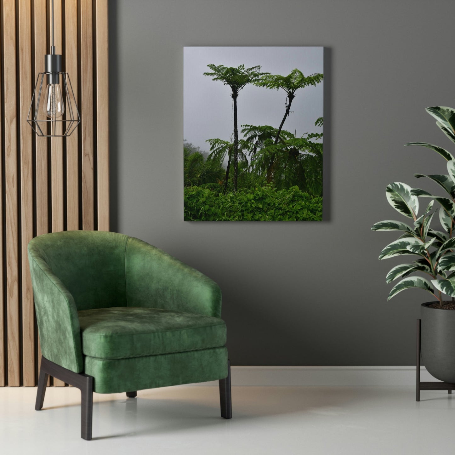 UK Print - Stretched Canvas - The ancient forest preserved in Toro Negro rainforest Puerto Rico - highest land at 4,000 feet altitude - Green Forest Home