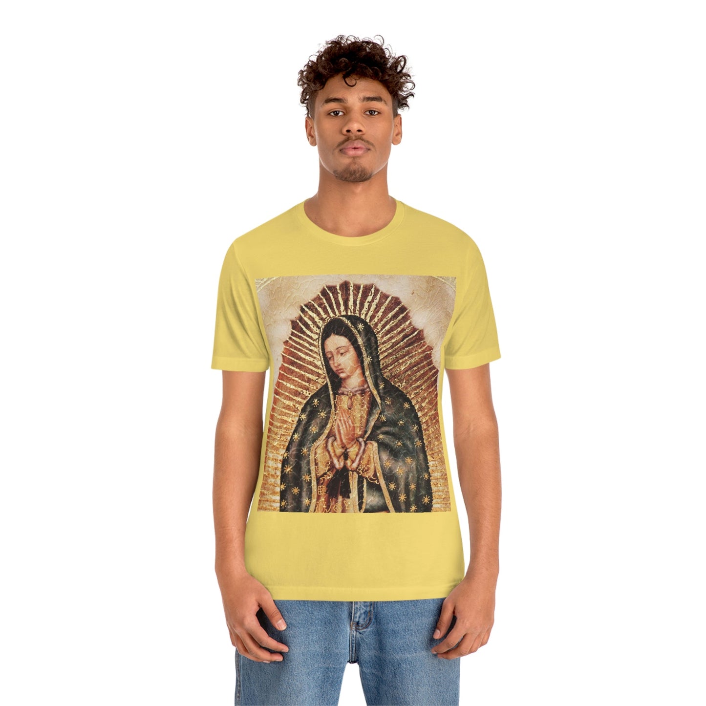 Unisex BELLA + CANVAS - Jersey Short Sleeve Tee - Nuestra Señora de Guadalupe O Virgen of Guadalupe - Mexico - Catholicism - Green Forest Home