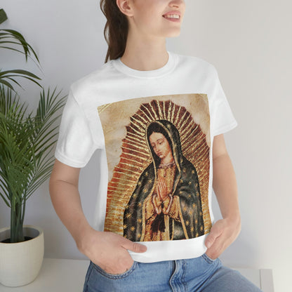 Unisex BELLA + CANVAS - Jersey Short Sleeve Tee - Nuestra Señora de Guadalupe O Virgen of Guadalupe - Mexico - Catholicism - Green Forest Home