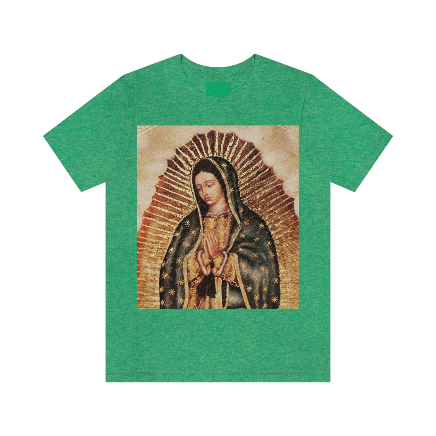 Unisex BELLA + CANVAS - Jersey Short Sleeve Tee - Nuestra Señora de Guadalupe O Virgen of Guadalupe - Mexico - Catholicism - Green Forest Home
