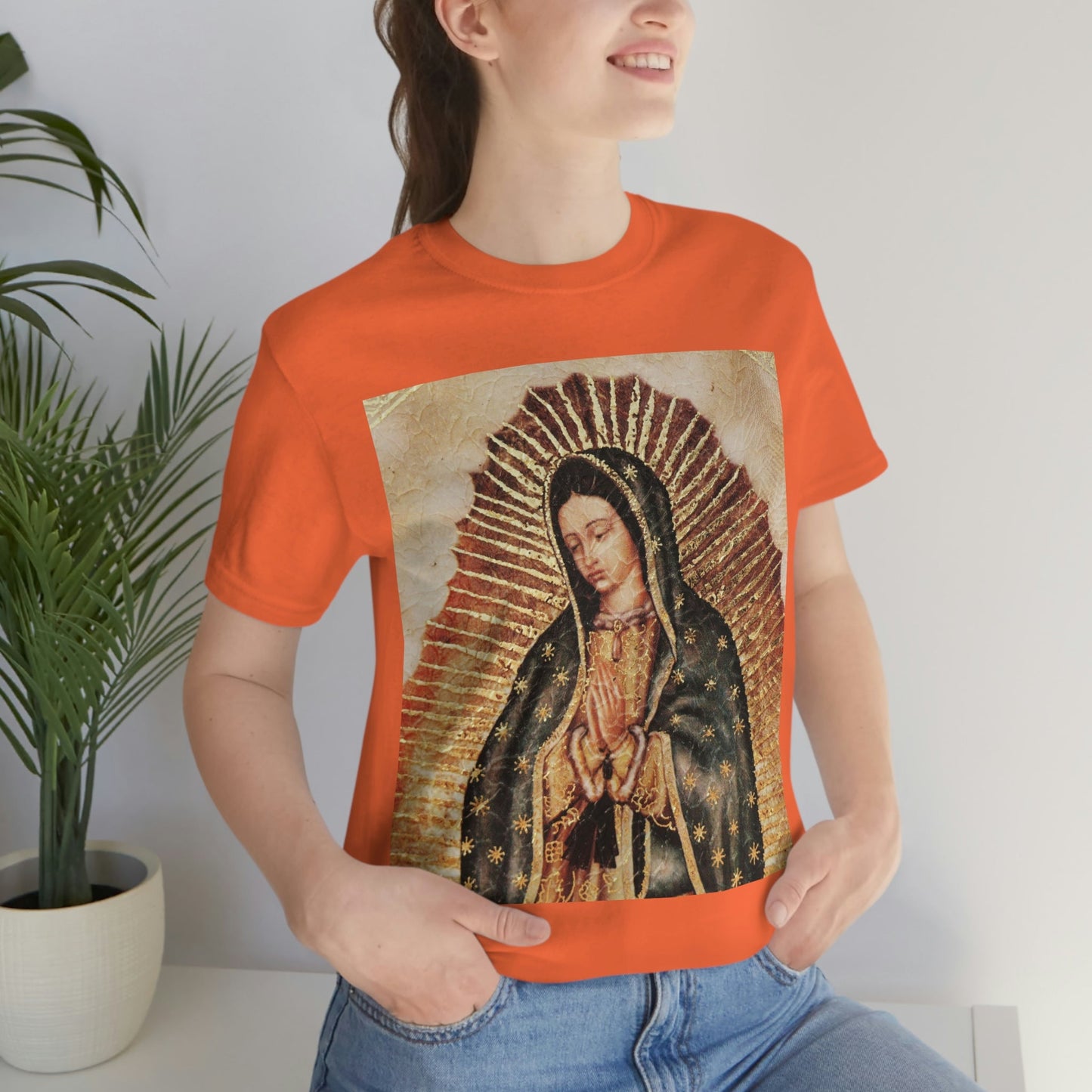 Unisex BELLA + CANVAS - Jersey Short Sleeve Tee - Nuestra Señora de Guadalupe O Virgen of Guadalupe - Mexico - Catholicism - Green Forest Home