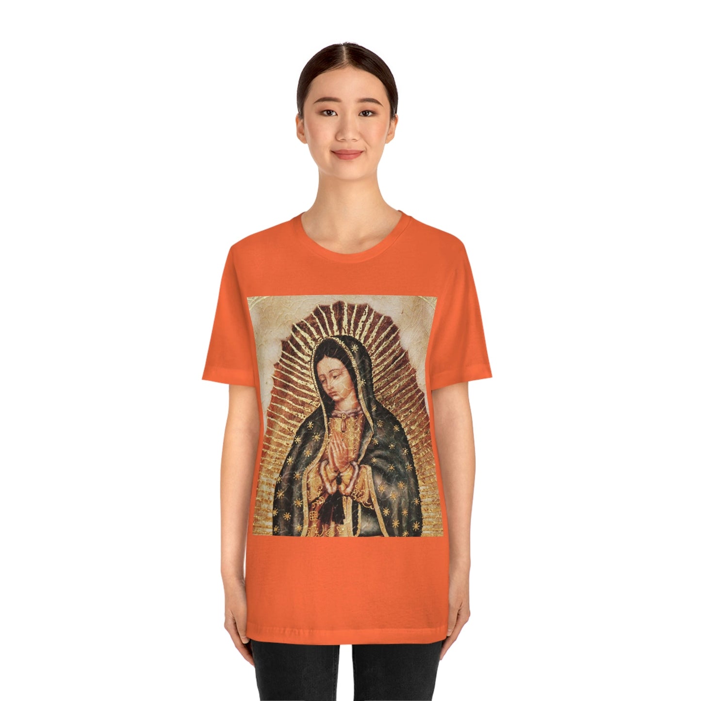 Unisex BELLA + CANVAS - Jersey Short Sleeve Tee - Nuestra Señora de Guadalupe O Virgen of Guadalupe - Mexico - Catholicism - Green Forest Home