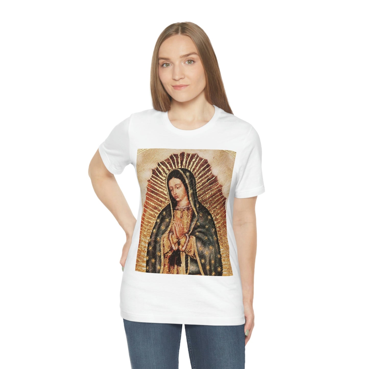 Unisex BELLA + CANVAS - Jersey Short Sleeve Tee - Nuestra Señora de Guadalupe O Virgen of Guadalupe - Mexico - Catholicism - Green Forest Home