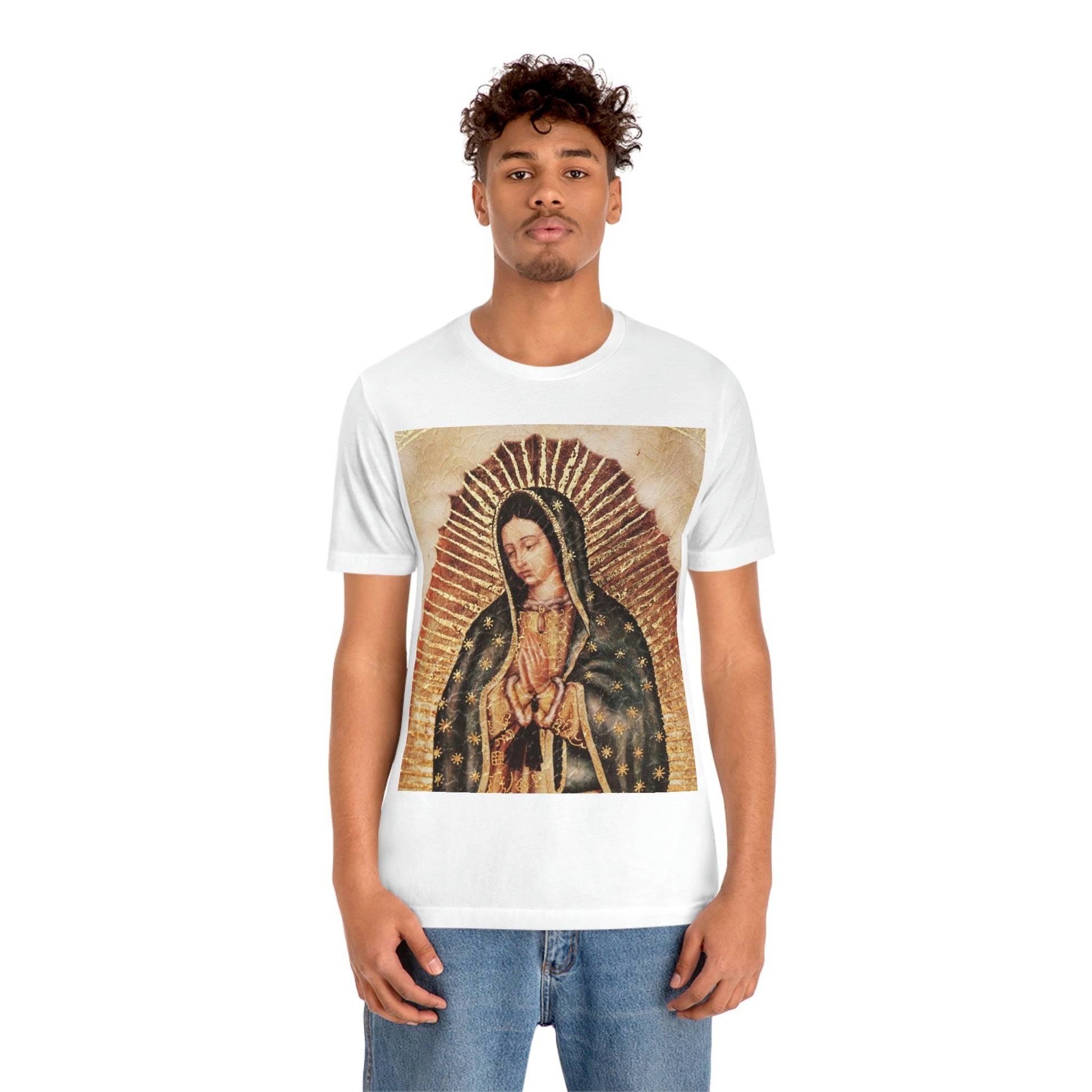Unisex BELLA + CANVAS - Jersey Short Sleeve Tee - Nuestra Señora de Guadalupe O Virgen of Guadalupe - Mexico - Catholicism - Green Forest Home