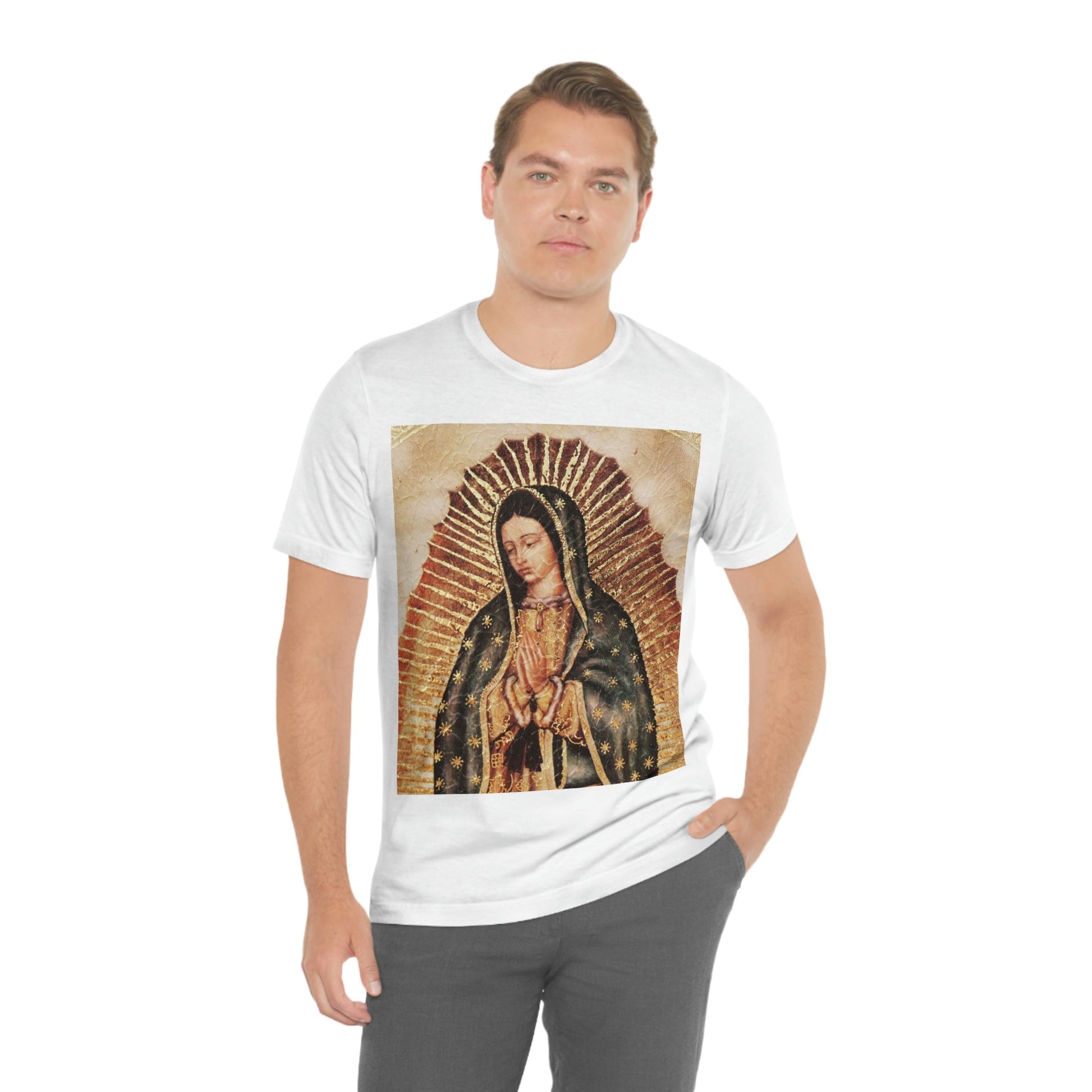 Unisex BELLA + CANVAS - Jersey Short Sleeve Tee - Nuestra Señora de Guadalupe O Virgen of Guadalupe - Mexico - Catholicism - Green Forest Home